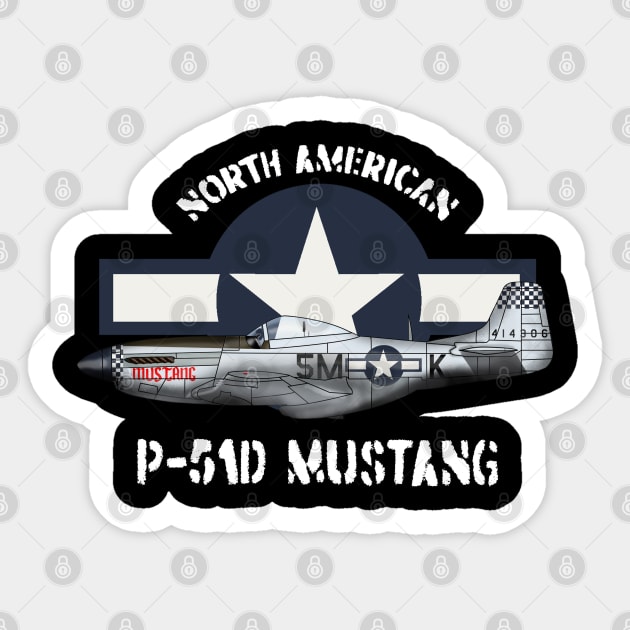 North American P-51D Mustang Sticker by BearCaveDesigns